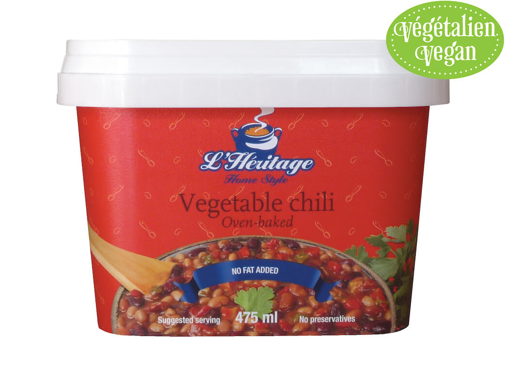 Packaging 475 ml of L’Héritage oven-baked vegetable chili